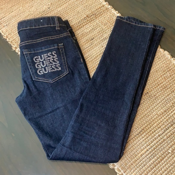 Guess Dark‎ Wash Jeans Sarah Low Rise Skinny Sz 14 - Picture 1 of 12